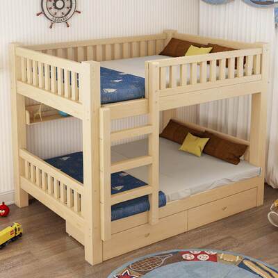 实木上下床双层床两层高低床双人床上下铺木床儿童床子母床组合床