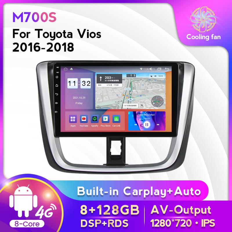 适用于丰田Vios威驰16-18款改装安卓大屏中控车载导航屏幕8+128G