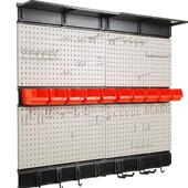 wall车库存储整理架48x36英寸带挂钩 挂板车库存储箱工具置物架