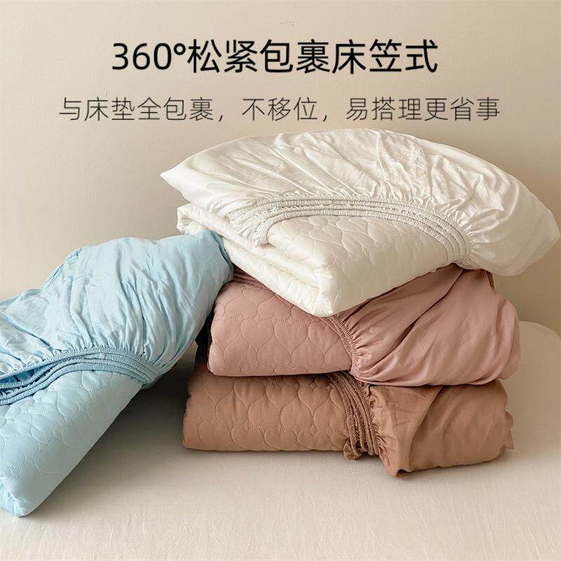 简约纯色纯棉夹棉单件床笠全棉可水洗加厚单双人席梦思床垫保护套