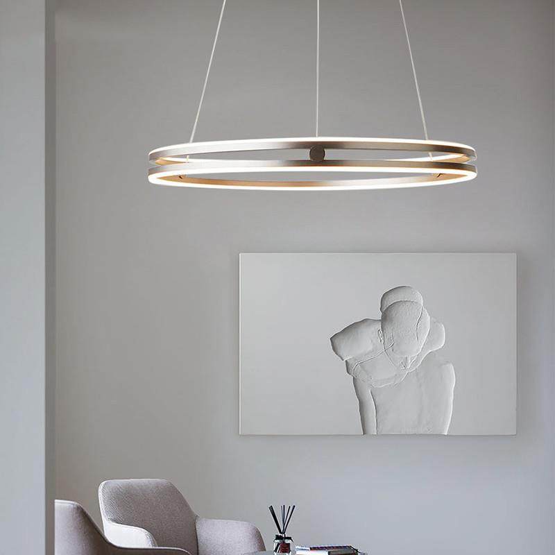简约圆圈客厅吊灯铝材亚克力创意圆环卧室书房餐厅吧台设计师吊灯