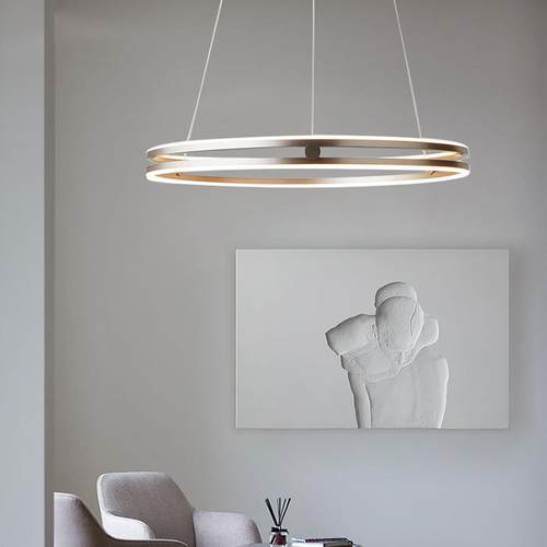 简约圆圈客厅吊灯铝材亚克力创意圆环卧室书房餐厅吧台设计师吊灯