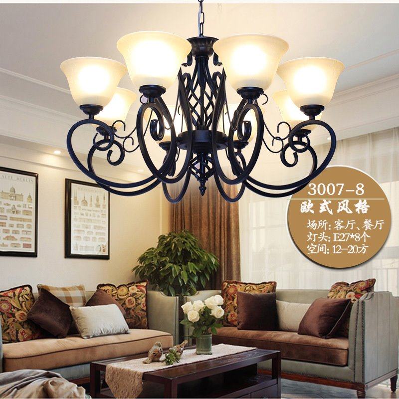 美式乡村吊灯客厅灯现代简约大气卧室餐厅灯铁艺温馨家用灯饰灯具