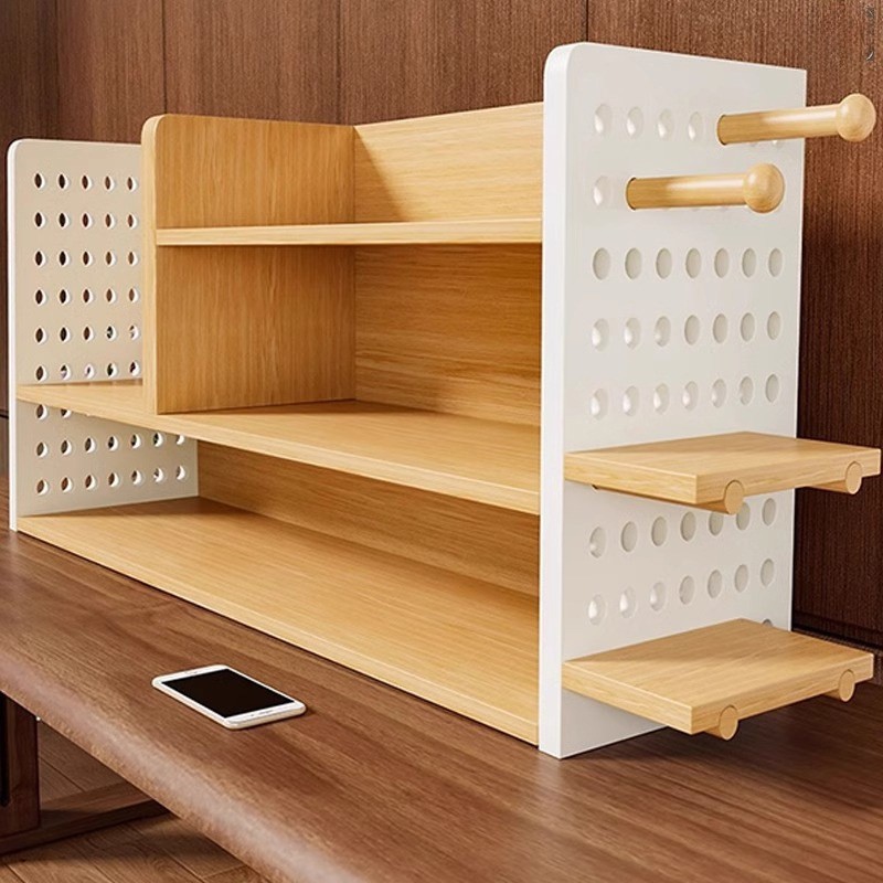 桌上书架洞洞板桌面置物架家用学习书桌多层办公室工位收纳展示架