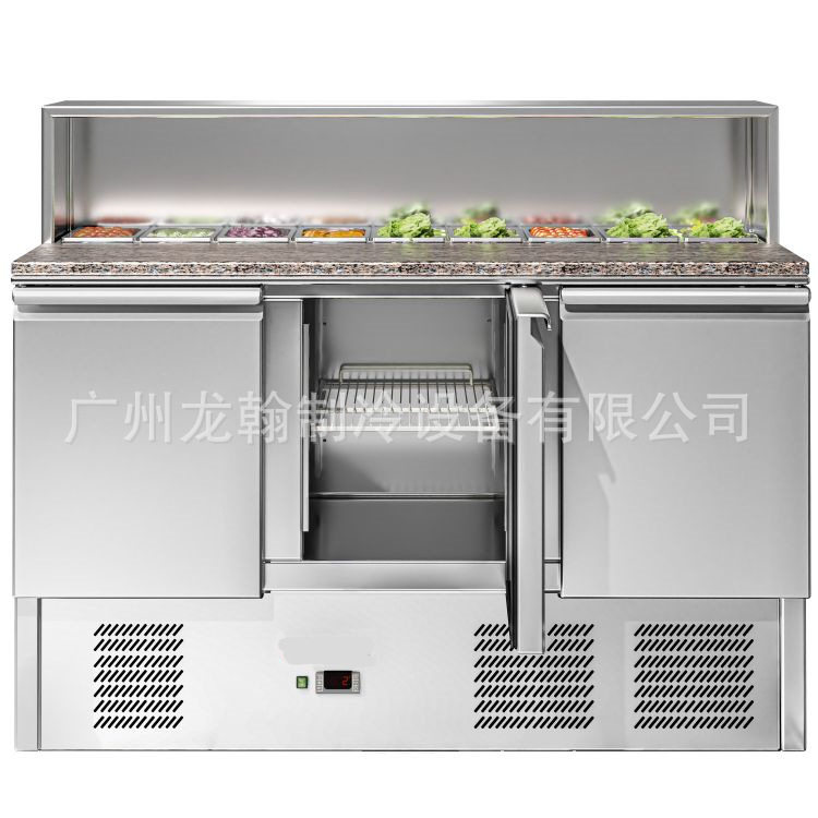 欧款不锈钢沙拉披萨台撒料三文治沙拉柜冷柜 风冷冷藏工作台冰柜