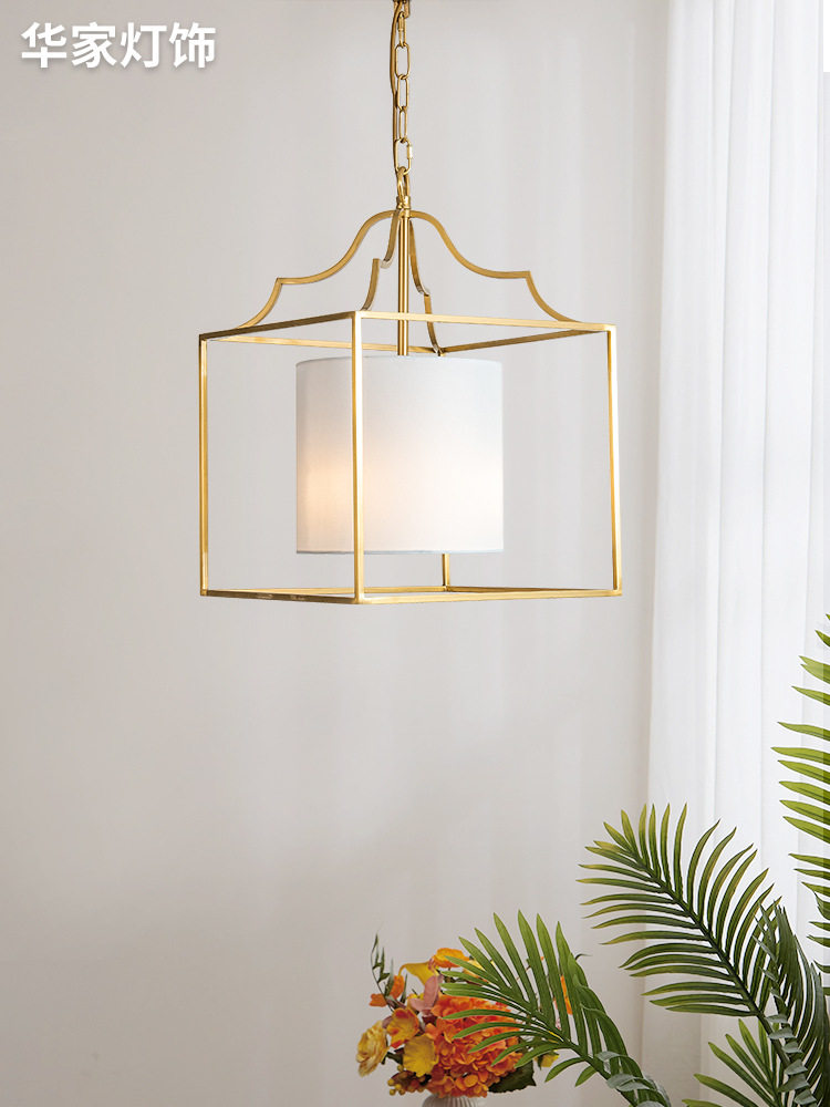 美式乡村吊灯餐厅灯复古正方形书房卧室个性创意阳台玄关门厅灯具