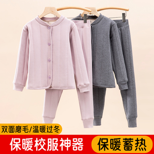 冬季儿童棉衣加绒加厚男童女童中大童秋冬款上装保暖上衣校服内搭