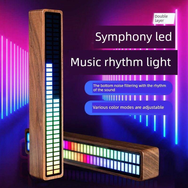 黑胡桃蓝牙手机应用程序控制拾音器灯Rgb语音控制汽车音频符号双