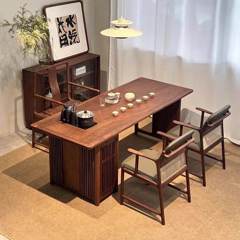 北美黑胡桃实木阳台茶桌新中式宋氏美学小户型泡茶台办公茶室家具