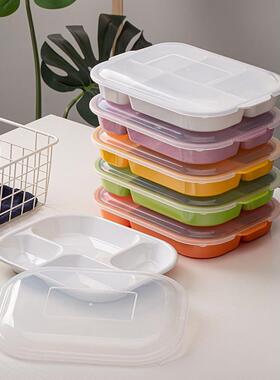 A5密胺学生配餐饭盒食堂PP可微波五格便当盒带盖分格餐盒快餐饭盘