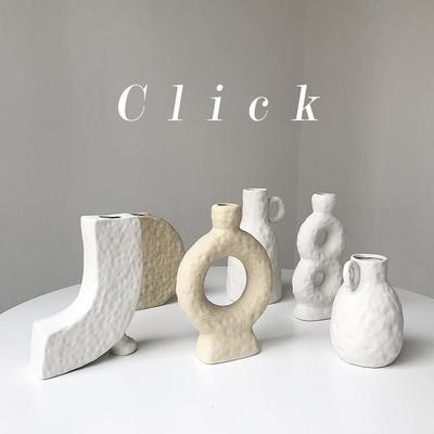 Click韩国ins同款素胚陶瓷插花瓶工作室民宿家居装饰摆件拍照道具