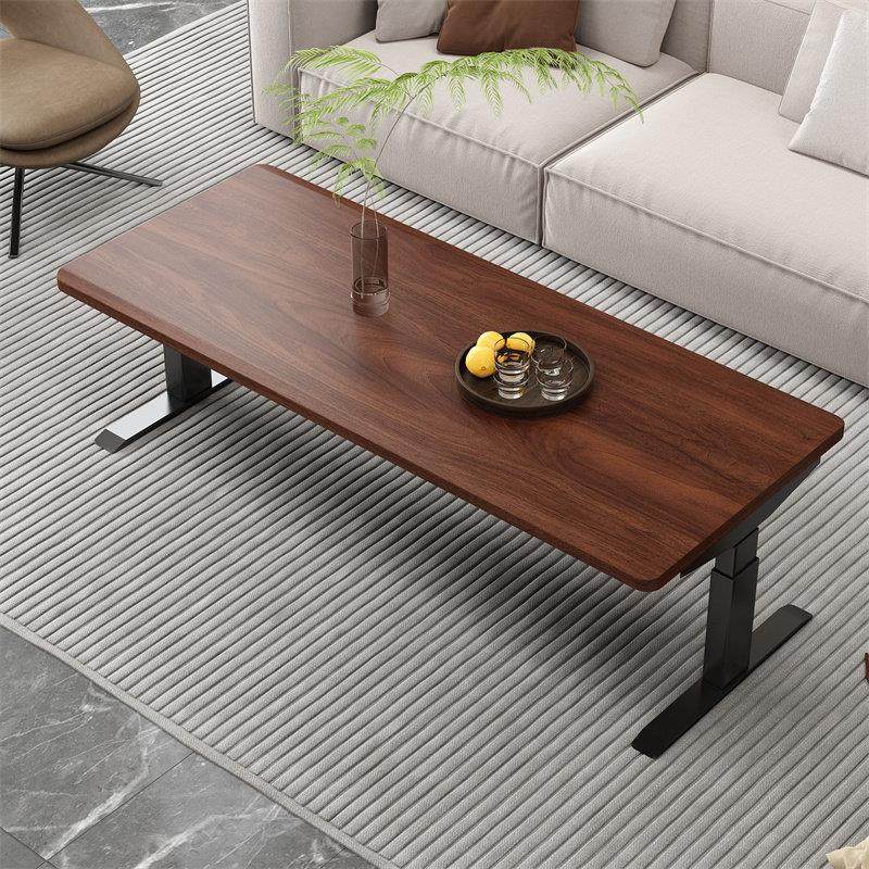 北美黑胡桃木实木智能电动可升降茶几客厅家用餐桌两用茶桌小户型