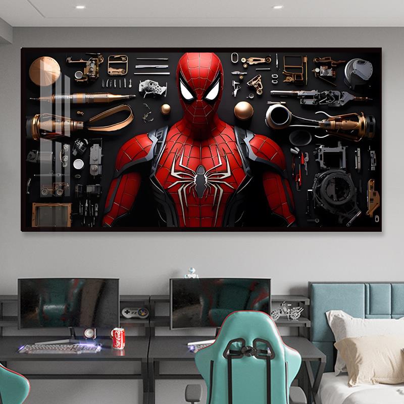漫威复仇者联盟全家福海报蜘蛛侠挂画钢铁侠装饰画卧室电竞墙壁画