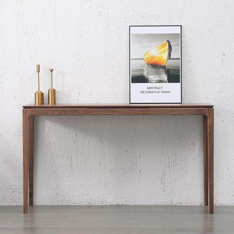 北欧实木条案新中式黑胡桃木玄关桌白橡条案窄桌现代简约供台供桌