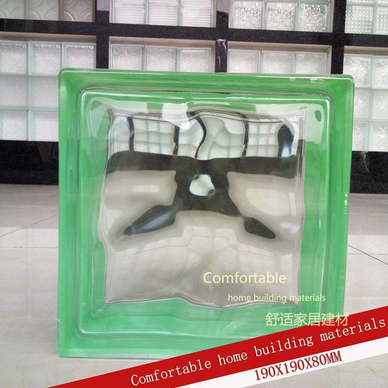 印尼进口绿色云雾纹彩色边彩玻璃砖浴室卫生间背景隔断墙厂家直销