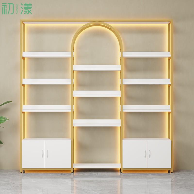 带灯展示柜美容院护肤品展示架美甲柜彩妆养生会所货架置物架轻奢