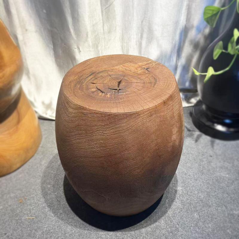 香樟木墩树桩实木凳子根雕原木边几木桩底座民宿侘寂风圆茶桌摆件