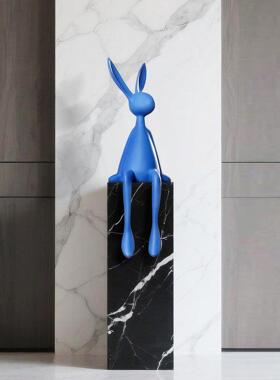 兔子摆件卡通雕塑坐姿公仔装饰艺术品样板间家居儿童房动物小饰品