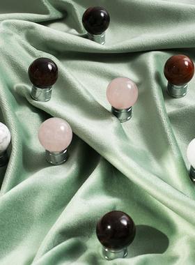 INDOORS法式轻奢高档柜门把手整体橱柜鞋柜银色水晶大理石圆球小