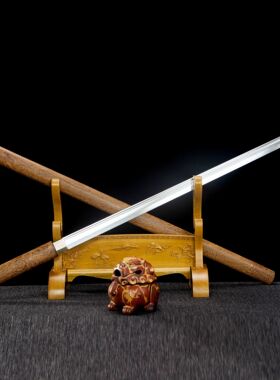 龙泉市刀剑高锰钢一体开槽棍直刀