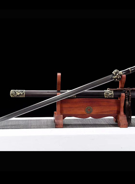 龙泉镇宅宝剑花纹钢汉剑八面一体