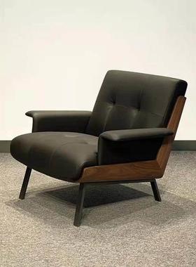 意式单人皮沙发椅Daiki 设计大师高档轻奢靠背卧室阳台客厅休闲椅