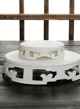 摆件底座花盆花瓶陶瓷香炉镂空石雕石头托盘增高盆景实木佛像莲花