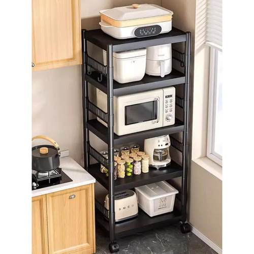 厨房收纳架落地多层多功能放锅具微波炉架子家用储物架夹缝置物架