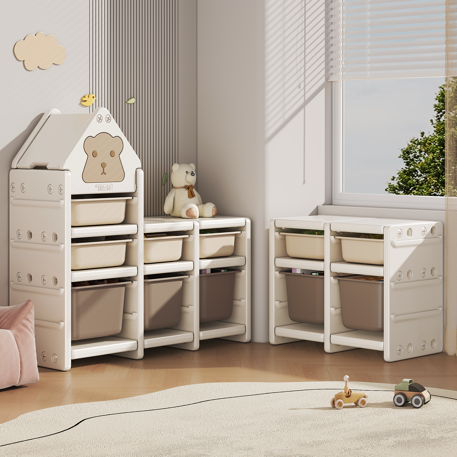 儿童玩具收纳柜书架二合一