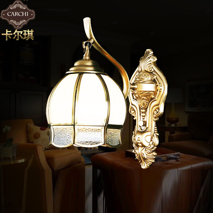 欧式壁灯美式全铜镜前壁灯客厅卧室床头走廊楼道壁灯复古简约灯具
