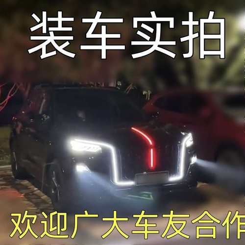 23-25款新红旗HS5流光灯大U灯龙须灯日行灯发光车标LED旗标包安装