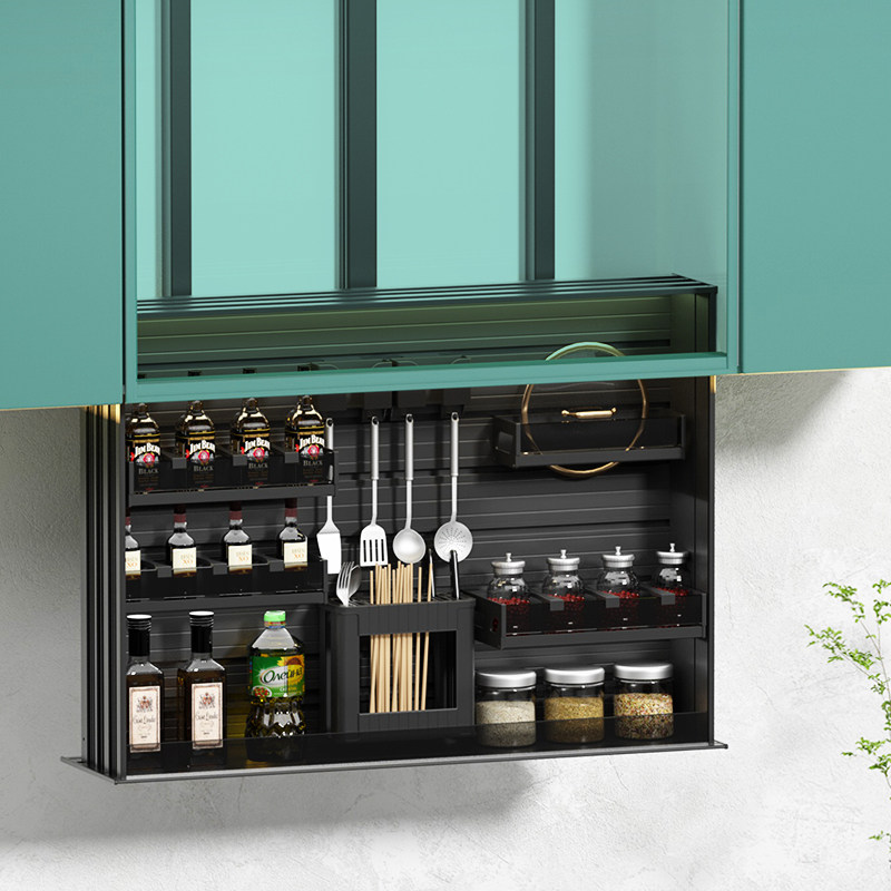 ?声控下拉电动厨房橱柜储物智能升降拉篮机全铝吊柜调味