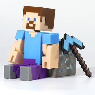 我的世界史蒂夫手办模型战神之刃可动关节3D打印可拆卸玩具周边