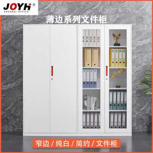 窄边纯白办公室财务资料器械柜薄边办公文件柜铁皮柜子钢制储物柜