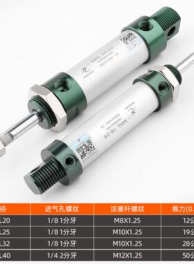 星辰气动MAL16x20-25S/32-40/50/75/150/250-S铝合金圆形迷你气缸