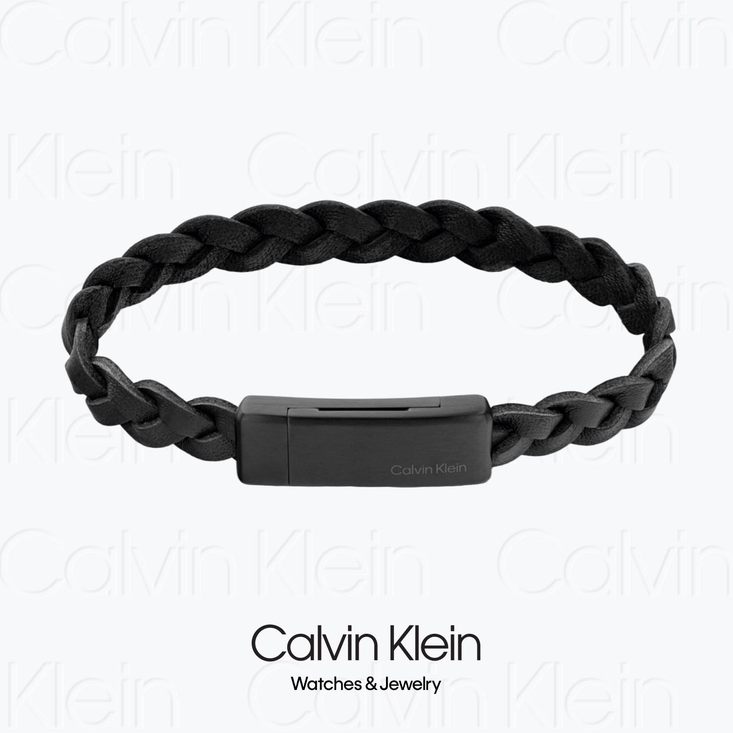 CalvinKlein男款编织牛皮手链