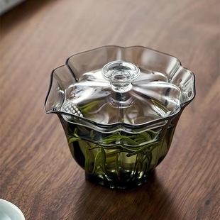 玻璃盖碗三才茶杯家用耐热泡茶茶碗透明单个手抓壶茶具 北大史同款