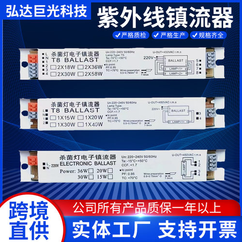紫外线消毒灯电子镇流器石英灯荧光灯一拖二镇流器220V整流器