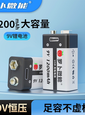 9v可充电方形电池大容量万能万用表话筒麦克风寻线仪烟雾报警器音响玩具车遥控器吉他6F22九号方块usb锂电池
