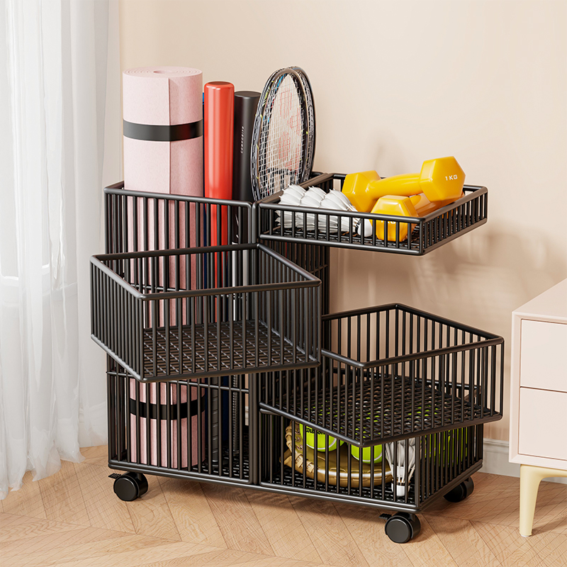 瑜伽垫收纳筐家用运动工具篮球类体育用品收纳神器健身器材置物架