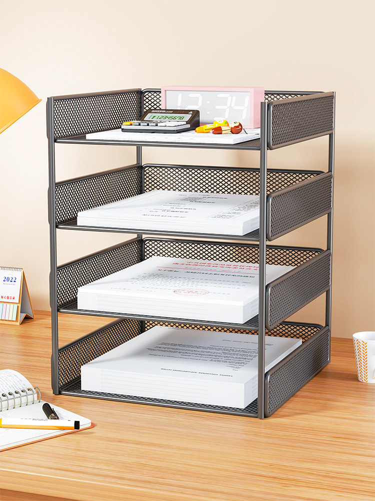 桌面置物架桌上简易书架家用书桌收纳小型储物办公室文件放置架