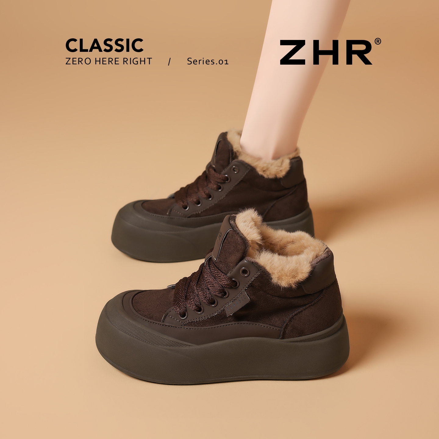 加绒女鞋棉美拉德厚底保暖雪地靴