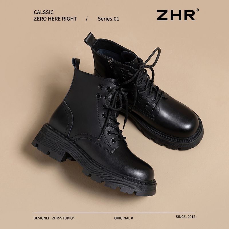 ZHR马丁靴女2025厚底2025秋冬单靴新款百搭靴子复古英伦增高短靴