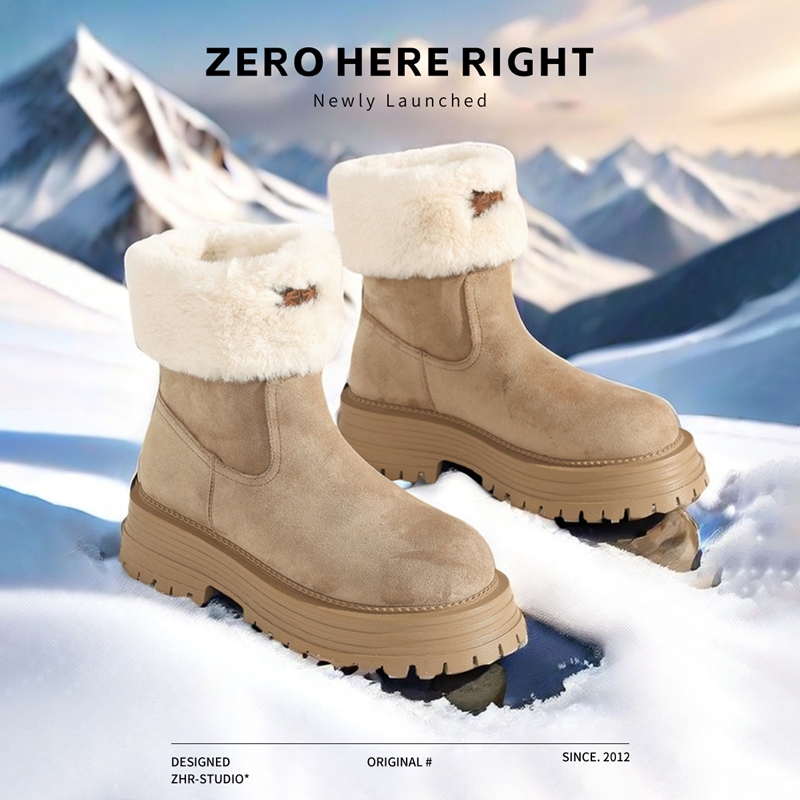 ZHR雪地靴女加绒加厚毛毛棉鞋