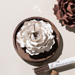 景德镇非遗纯手捏陶瓷花线香香插底座扩香器香薰家居摆件小众礼物