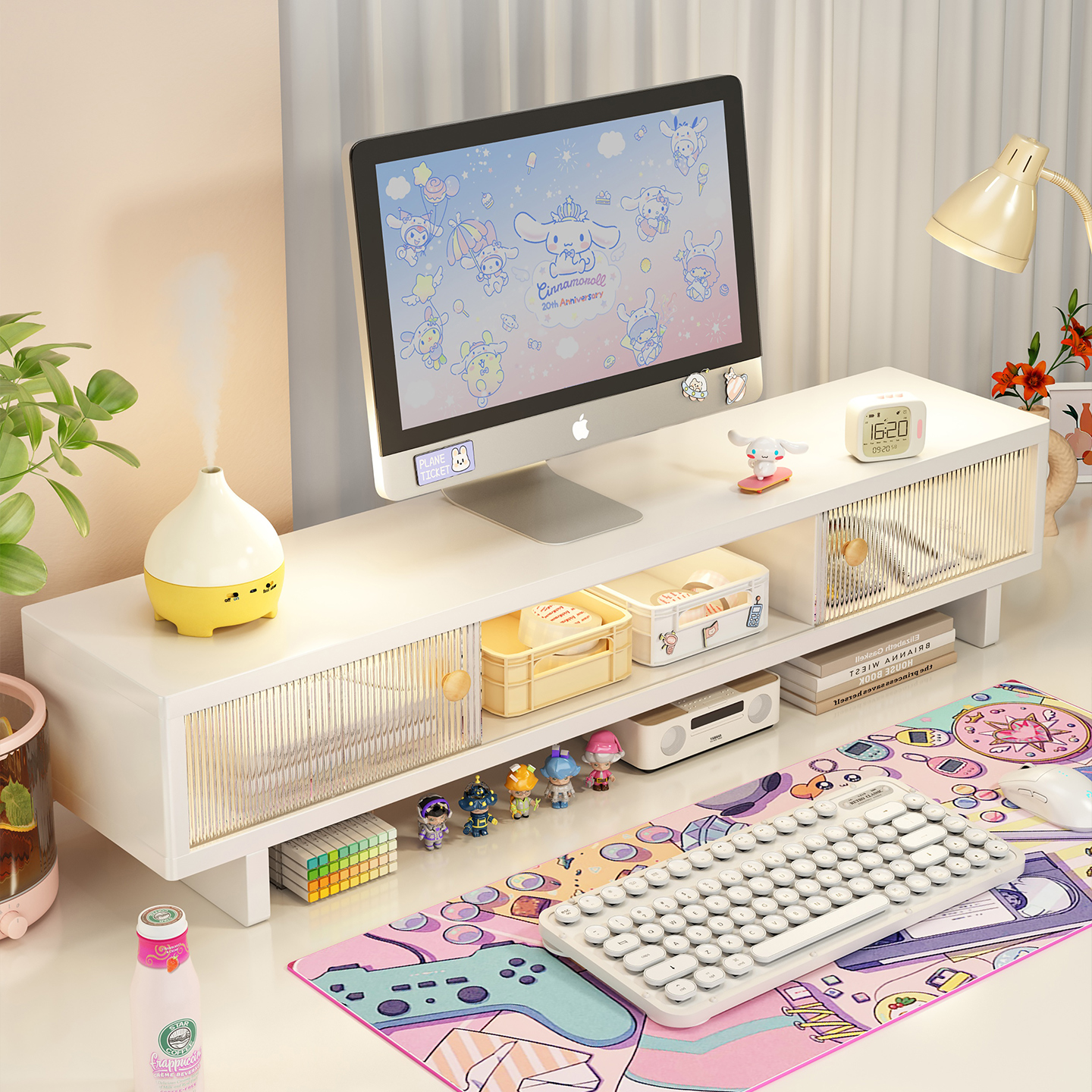 电脑显示器增高架办公桌工位桌面抽屉置物架台式屏幕托架垫高底座