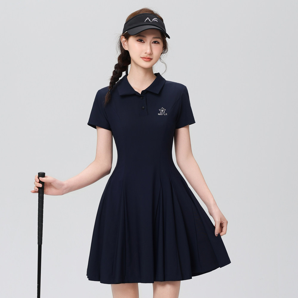 Niefle夏季新款女时尚Polo连衣裙