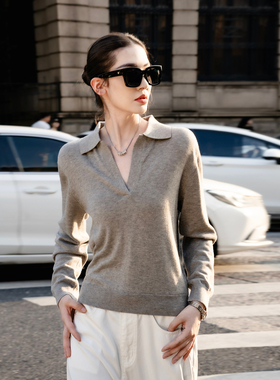 【知喜ziJoy】2026早春穿搭简约翻领针织衫女宽松百搭气质打底衫