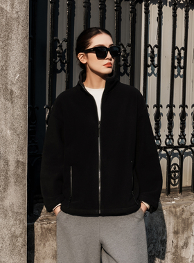 【知喜ziJoy】2026早春穿搭摇粒绒立领短外套女百搭休闲宽松上衣