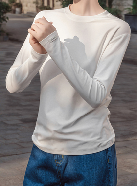 【知喜ziJoy】2026春季新款醋酸兰精天丝圆领T恤女款百搭长袖打底